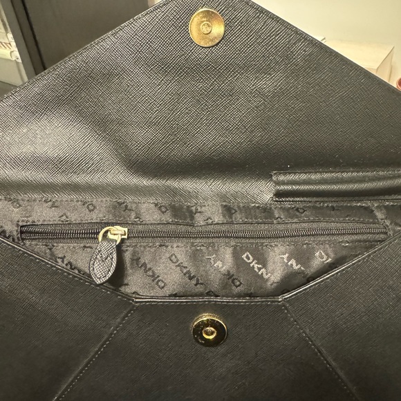 DKNY Black Leather Envelope hand bag Clutch - Picture 8 of 8